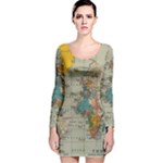 Iceland Aurora Borealis Long Sleeve Velvet Bodycon Dress