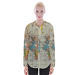 Vintage World Map Womens Long Sleeve Shirt