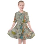 Vintage World Map Kids  All Frills Chiffon Dress