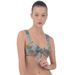 Vintage World Map Front Tie Bikini Top