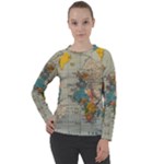 Vintage World Map Women s Long Sleeve Raglan T-Shirt