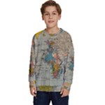 Vintage World Map Kids  Crewneck Sweatshirt