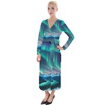 Triangle Pattern Design Cute Velvet Maxi Wrap Dress