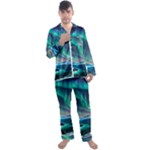 Triangle Pattern Design Cute Men s Long Sleeve Satin Pajamas Set