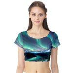 Aurora Borealis Short Sleeve Crop Top