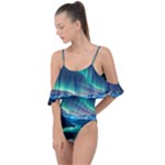 Zig Zag Waves Lines Geometric Drape Piece Swimsuit