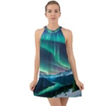 Aurora Borealis Halter Tie Back Chiffon Dress