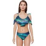 Aurora Borealis Ruffle Edge Tie Up Bikini Set	