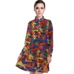 Zig Zag Pattern Geometric Design Long Sleeve Chiffon Shirt Dress