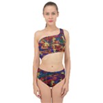 Zig Zag Pattern Geometric Design Spliced Up Two Piece Swimsuit