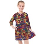Zig Zag Pattern Geometric Design Kids  Quarter Sleeve Shirt Dress