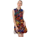 Zig Zag Pattern Geometric Design Sleeveless Shirt Dress
