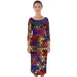 Pattern Dots Wallpaper Seamless Pattern Quarter Sleeve Midi Bodycon Dress