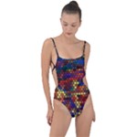 Zig Zag Pattern Geometric Design Tie Strap One Piece Swimsuit