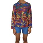 Flower Retro Funky Psychedelic Kids  Long Sleeve Swimwear