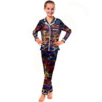 Zig Zag Pattern Geometric Design Kids  Satin Long Sleeve Pajamas Set