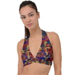 Flower Retro Funky Psychedelic Halter Plunge Bikini Top