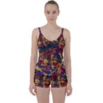 Flower Retro Funky Psychedelic Tie Front Two Piece Tankini