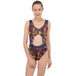 Flower Retro Funky Psychedelic Center Cut Out Swimsuit