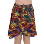 Hexagon Honeycomb Pattern Design Chiffon Wrap Front Skirt