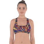 Flower Retro Funky Psychedelic Cross Back Hipster Bikini Top 