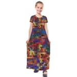 Hexagon Honeycomb Pattern Design Kids  Short Sleeve Maxi Dress