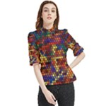 Flower Retro Funky Psychedelic Frill Neck Blouse