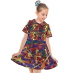 Hexagon Honeycomb Pattern Design Kids  Short Sleeve Shirt Dress