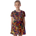 Flower Retro Funky Psychedelic Kids  Short Sleeve Pinafore Style Dress