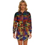 Flower Retro Funky Psychedelic Womens Long Sleeve Shirt Dress