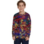 Hexagon Honeycomb Pattern Design Kids  Crewneck Sweatshirt