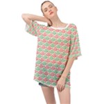 Mosaic Hexagon Honeycomb Oversized Chiffon Top