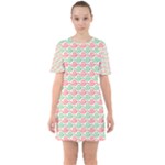 Pattern Flowers Geometric Sixties Short Sleeve Mini Dress