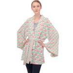 Pattern Flowers Geometric Long Sleeve Velvet Kimono 