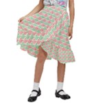 Mosaic Hexagon Honeycomb Kids  Ruffle Flared Wrap Midi Skirt