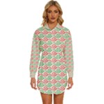 Mosaic Hexagon Honeycomb Womens Long Sleeve Shirt Dress