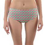 Spirals Geometric Pattern Design Reversible Mid-Waist Bikini Bottoms