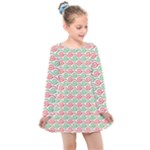 Spirals Geometric Pattern Design Kids  Long Sleeve Dress