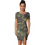 Pattern Seamless Antique Luxury Fitted Knot Split End Bodycon Dress