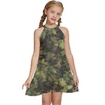 Flowers Pattern Flora Kids  Halter Collar Waist Tie Chiffon Dress