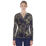 Camouflage Military V-Neck Long Sleeve Top