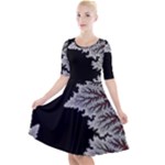 Abstract City Retro Sunset Night Quarter Sleeve A-Line Dress