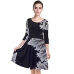 Abstract City Retro Sunset Night Quarter Sleeve Waist Band Dress