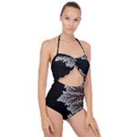 Abstract City Retro Sunset Night Scallop Top Cut Out Swimsuit