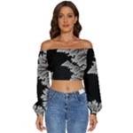 Math Formula Long Sleeve Crinkled Weave Crop Top