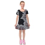 Purple Rose Retro Floral Flower Kids  Short Sleeve Velvet Dress