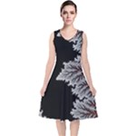 Abstract Complex Fractal Math V-Neck Midi Sleeveless Dress 