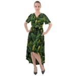 Banana leaves Front Wrap High Low Dress