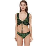 Banana leaves Low Cut Ruffle Edge Bikini Set