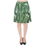 Green banana leaves Velvet High Waist Skirt